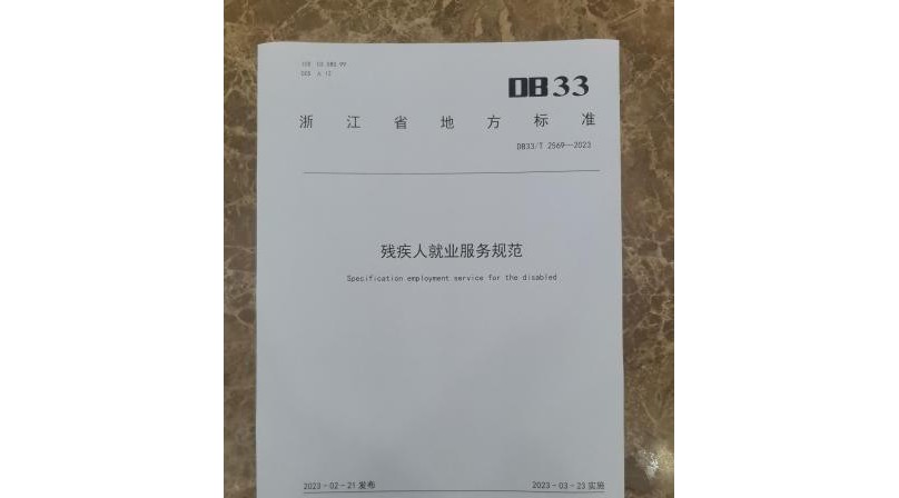 浙江发布省级地方标准 助力残疾人扩中提低